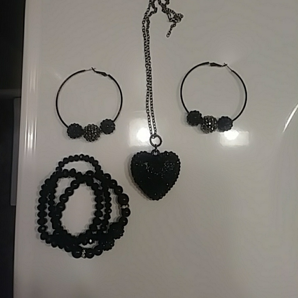 Heart Necklace earring bracelet set
